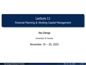 Lecture 11: Financial Planning & Working Capital Management