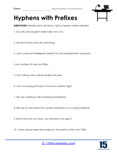 Hyphenation Conventions Worksheet: Hyphens with Prefixes