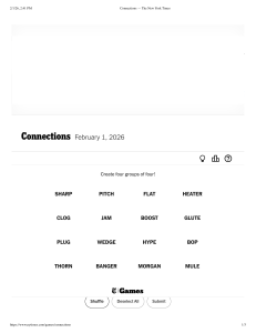 NYT Connections Puzzle: February 1, 2026 Word Groups