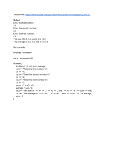 C++ Program to Calculate Sum and Average of Three Numbers