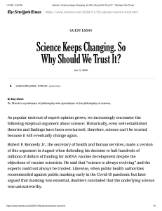 Why Trust Science When It Keeps Changing? - NYT Essay