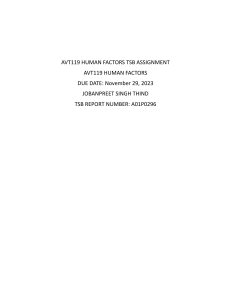 AVT119 Human Factors TSB Assignment: Aviation Accident Analysis