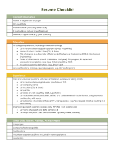 Resume Checklist: Guide to Creating a Professional Resume