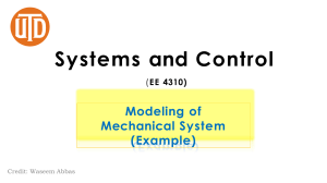 Modeling Mechanical Systems Example