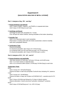 Qualitative Analysis of Metal Cations Lab