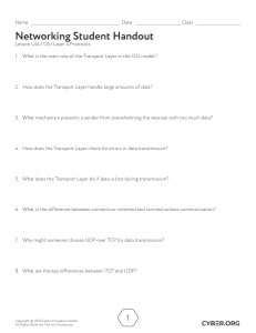 Networking Student Handout: OSI Layer 4 Protocols