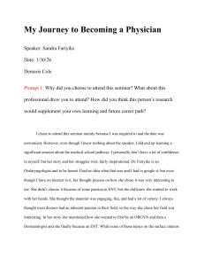 My Journey to Becoming a Physician: Seminar Reflection