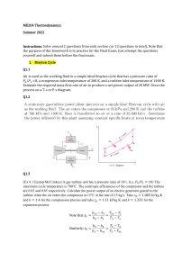 ME204 Thermodynamics Homework Problems