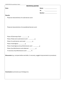 Recrystallization of Benzoic Acid Lab Report