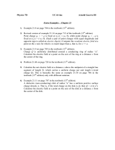 Physics 7D Extra Examples Chapter 21 Electric Fields