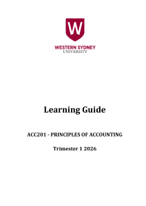 ACC201 Principles of Accounting Learning Guide 2026