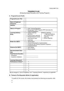 TESDA EBET Training Plan Template