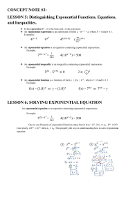 Exponential Functions, Equations, Inequalities: Lesson 5
