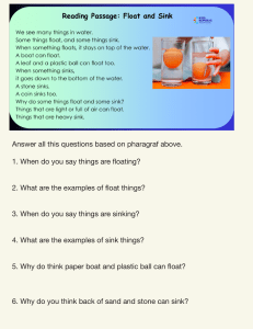 Float and Sink Reading Passage for Kids