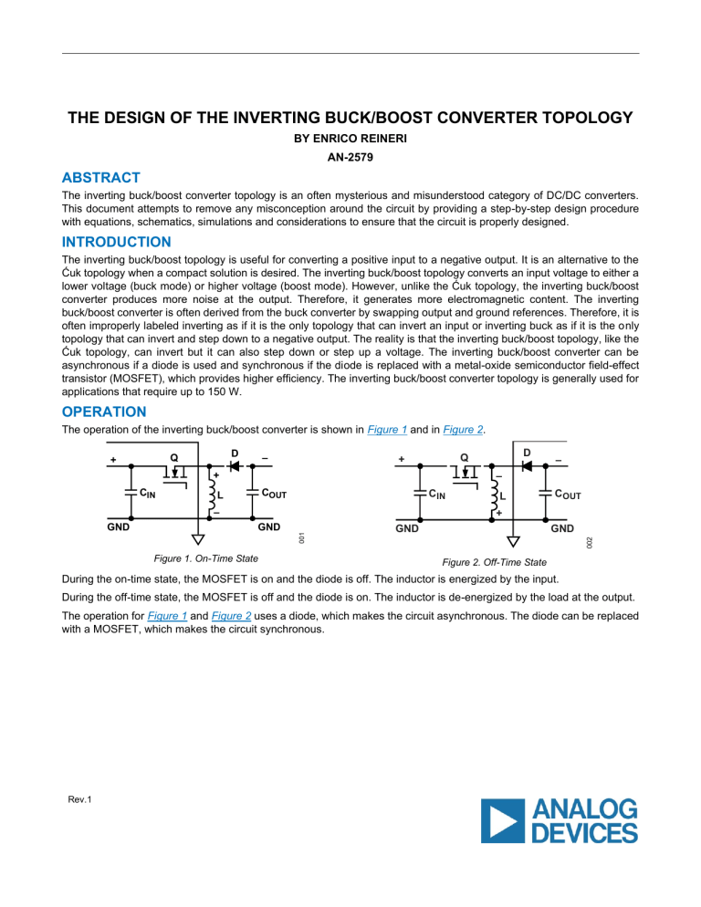 Inverting Buck Design of Inverting Buck/Boost Converter Topology