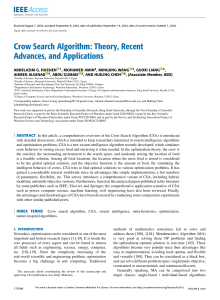 Crow Search Algorithm: Theory, Recent Advances, and Applications