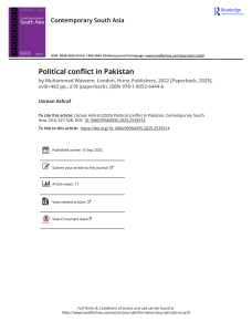 Book Review: Political Conflict in Pakistan by Muhammad Waseem