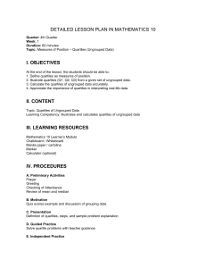 Math 10 Lesson Plan: Quartiles (Ungrouped Data)