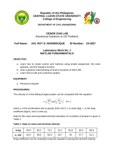 MATLAB Fundamentals Lab Report