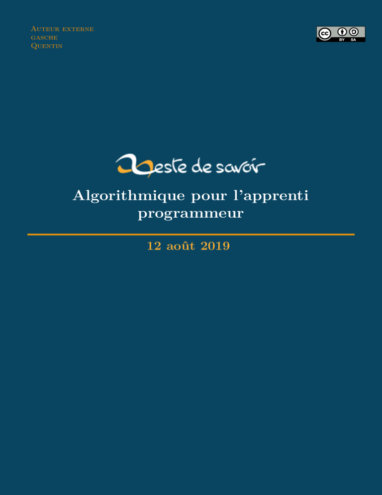 Tutoriel d'algorithmique pour débutants en programmation