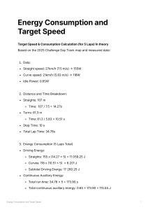 Energy Consumption & Target Speed Calculation for 5 Laps