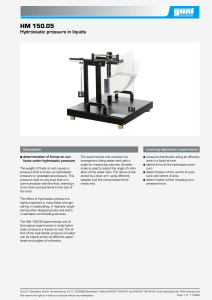 HM 150.05 Hydrostatic Pressure in Liquids Lab Equipment