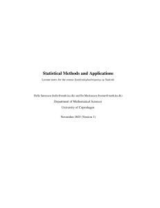 Statistical Methods and Applications Lecture Notes