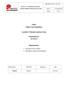 Cable Tray Installation Training Toolbox