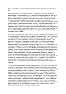 Ethics over Evidence: Critique of Lanphier&rsquo;s Germ Line Editing Editorial
