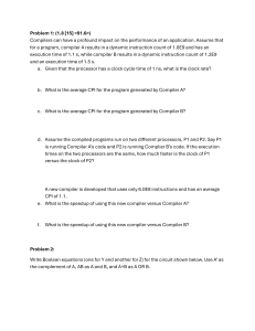Computer Architecture & Digital Logic Problems: Compiler Performance, Boolean Equations