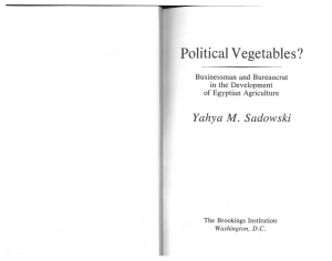 Political Vegetables? Businessman and Bureaucrat in Egyptian Agriculture