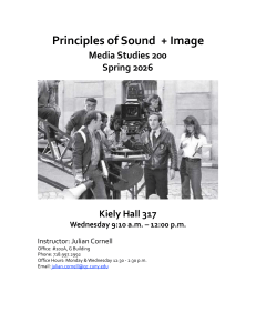 Media Studies 200 Syllabus: Principles of Sound + Image