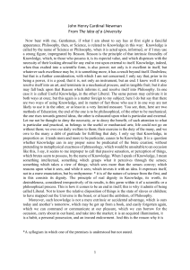 John Henry Newman: The Idea of a University Excerpt