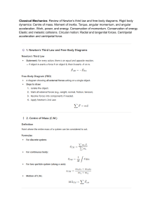 Classical Mechanics: Newton's Laws, Free-Body Diagrams, Rigid Body Dynamics