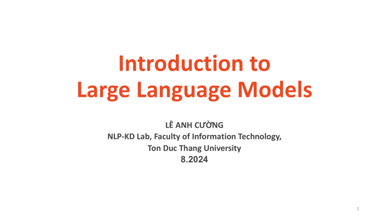 Introduction to Large Language Models - LLMs & AI