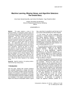 Machine Learning, Missing Values, and Algorithm Selectors