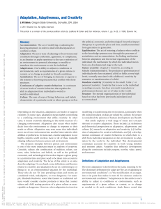 Adaptation, Adaptiveness, and Creativity