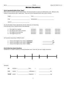 Metric Olympics Worksheet: Metric Units & Conversions