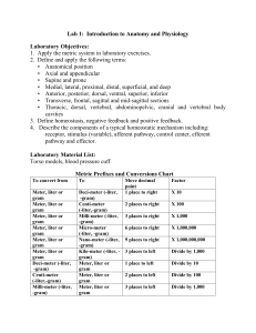 Lab 1: Introduction to Anatomy and Physiology