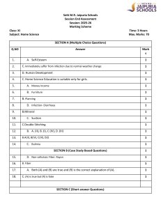 Class 11 Home Science Marking Scheme 2025-26