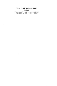 An Introduction to the Theory of Numbers Textbook