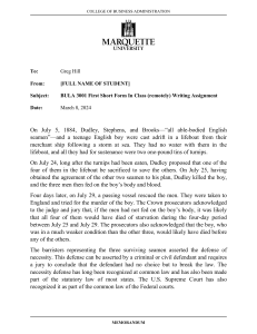 Legal Ethics Case Study: Dudley and Stephens