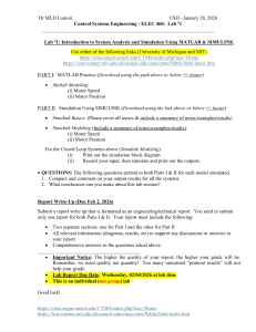 Control Systems Engineering Lab 1: MATLAB & SIMULINK Introduction