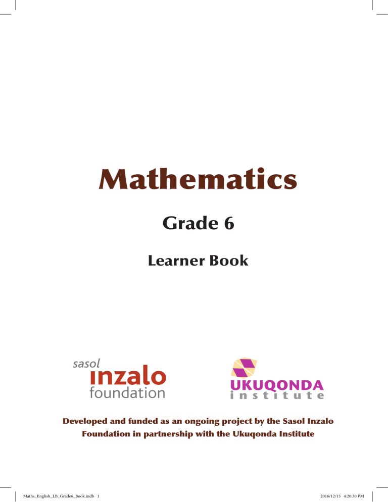 Mathematics Grade 6 Learner Book