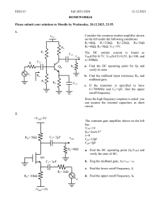 EEE313 Homework 4: Analog Amplifier Circuits