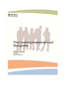 Prior Learning Assessment Self-Assessment Form