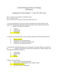 Business Policy & Strategy Assignment 2: Chapter 2 MCQs + Uber Case