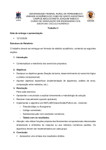 Trabalho 3 - C&aacute;lculo Num&eacute;rico - Engenharia Civil