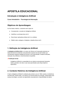 Introdu&ccedil;&atilde;o &agrave; Intelig&ecirc;ncia Artificial - Apostila