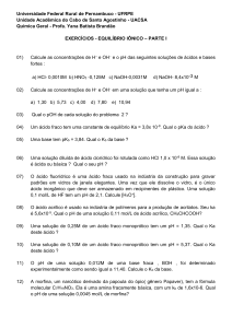 Exerc&iacute;cios - Equil&iacute;brio I&ocirc;nico - Parte I